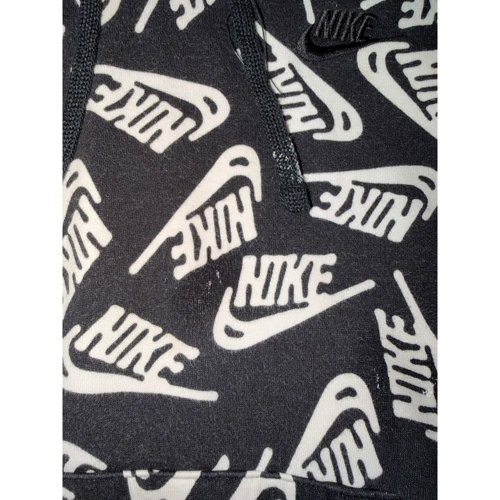 Nike All Over Logo Print Hoodie Black White‎ Men's Size XS - Picture 4 of 7
